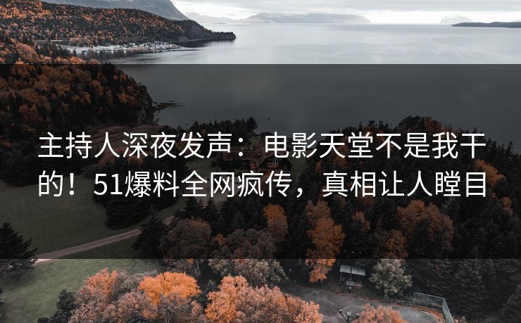 主持人深夜发声：电影天堂不是我干的！51爆料全网疯传，真相让人瞠目