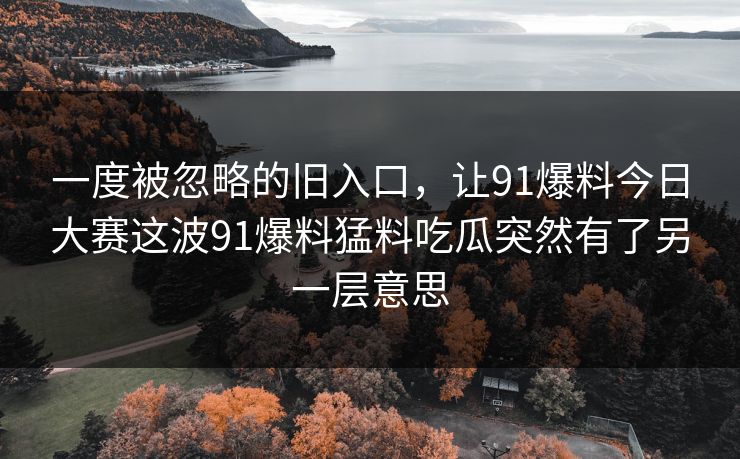 一度被忽略的旧入口,让91爆料今日大赛这波91爆料猛料吃瓜突然有了另一层意思