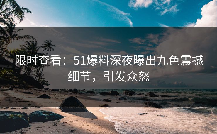 限时查看：51爆料深夜曝出九色震撼细节，引发众怒