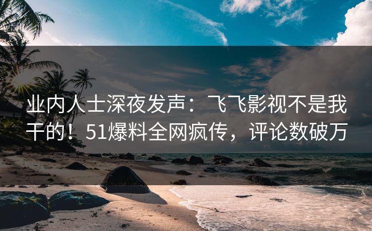 业内人士深夜发声：飞飞影视不是我干的！51爆料全网疯传，评论数破万