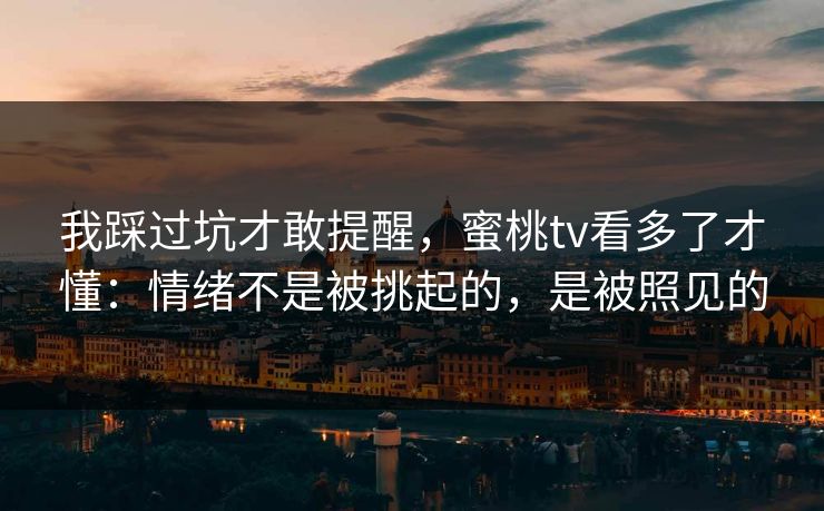 我踩过坑才敢提醒，蜜桃tv看多了才懂：情绪不是被挑起的，是被照见的